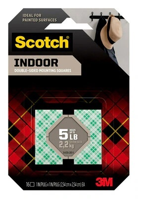 ADHESIVO DOBLE CARA 3M SCOTCH CUADROS 111S-SQ-16 1"x1" (2.54CMx2.54CM) 15LB INTERIOR