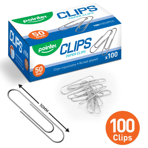 CLIPS NIQUELADOS POINTER 50MM CJ-100UD PC-50MM-100
