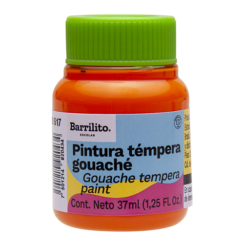 PINTURA BARRILITO TEMPERA GOUACHE 37ML NARANJA 517