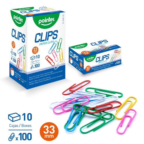 CLIPS COLORES POINTER 33MM CJ-100 PC33MM-100-B