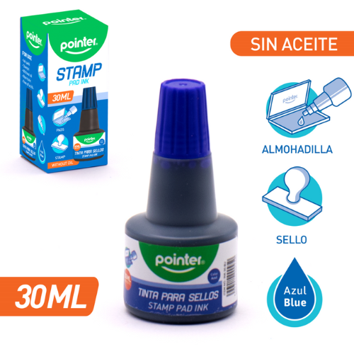 TINTA POINTER P/SELLO AZUL 30ML INK-30-BU