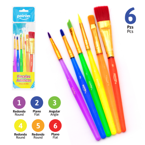 SET PINCELES POINTER ACRILICO 6UD AB-H4 PLANO REDONDO