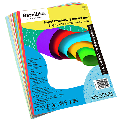 PAPEL BOND 40 COLOR BARRILITO PASTEL 8.5X11 75GR T/C PQ-100HJ PBP100