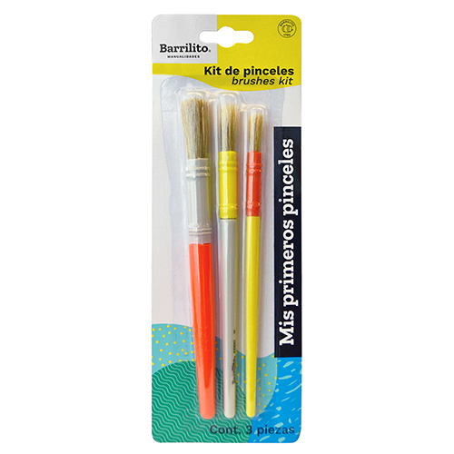 SET PINCELES BARRILITO REDONDO ESCOLAR PEBK1 BLT-3UD