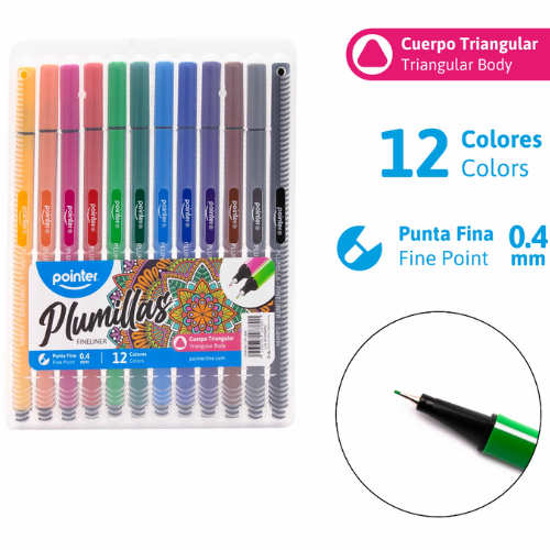 SET MARCADOR POINTER TRIANGULAR PTA FINA 12COL TIP-288C