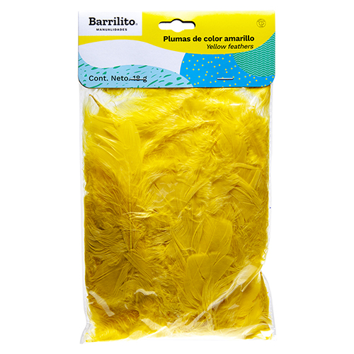 MANUALIDADES BARRILITO PLUMAS AMARILLO GRANDE F142A