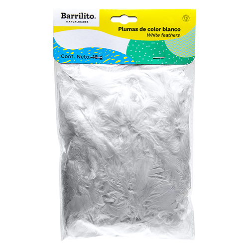 MANUALIDADES BARRILITO PLUMAS BLANCO GRANDE F142B