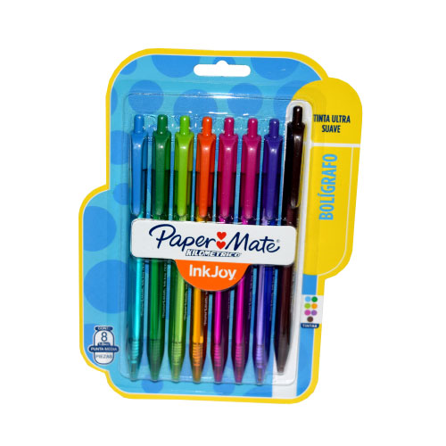 SET LAPICERO PAPERMATE INKJOY 100RT 1.0 8PCS COL SURT 1841254 LA3746