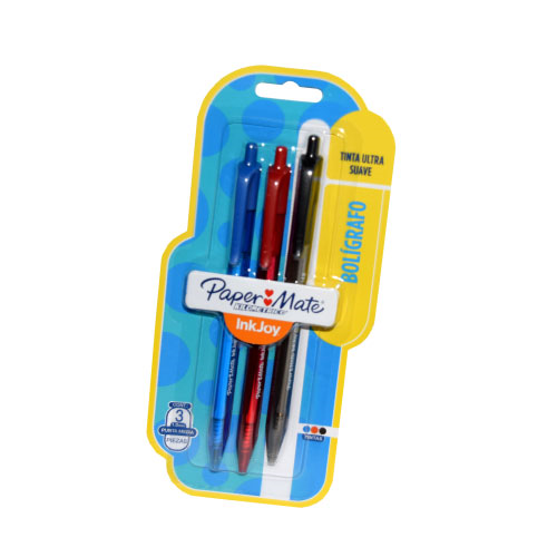 SET LAPICERO PAPERMATE INKJOY 100RT 1.0 3PCS AZ/RJ/NG LA3744