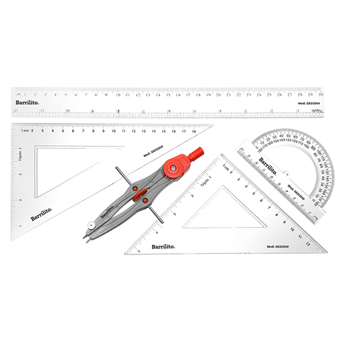 ESTUCHE GEOMETRICO BARRILITO 5PCS GEO30W BLISTER