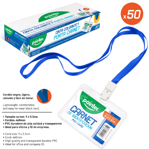 PORTA CARNET POINTER CON CORDON AZUL 8.5X5.5CM CD-6667-BU