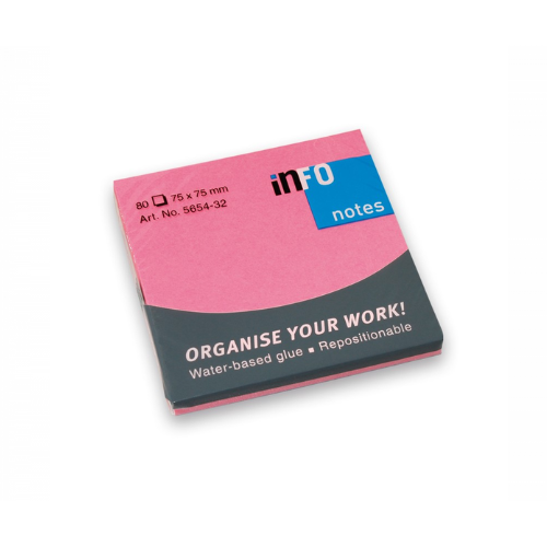 MINIBLOCK INFO NOTES 3X3" 80HJ ROSA BRILLANTE 5654-32