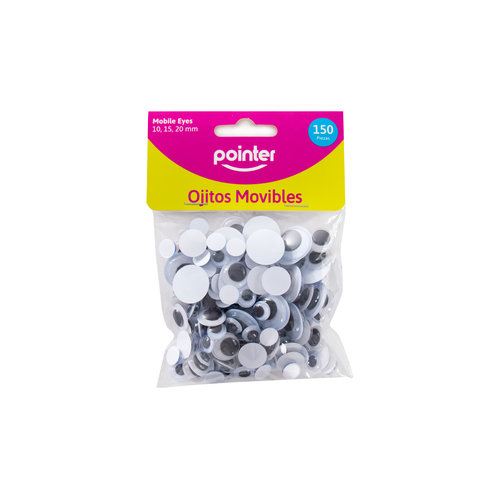 MANUALIDADES POINTER OJITOS NEGROS 10 /15/20MM BLT-150PCS EY-52774