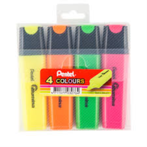 SET RESALTADORES PENTEL FLOURESCENTES BLT-4PCS SL60-4 WALLET