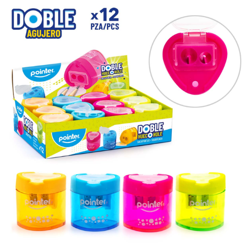 TAJADOR POINTER ACRILICO DOBLE C/DEPOSITO SH-1632 TRIANGULAR