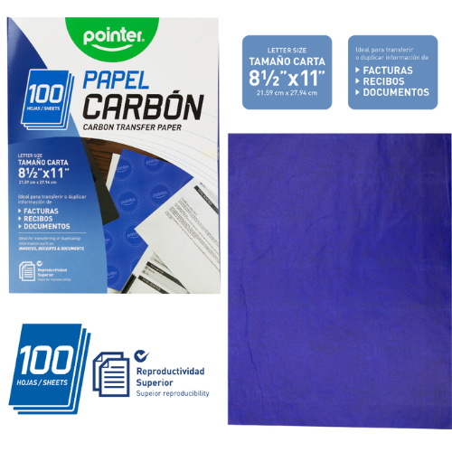 PAPEL CARBON POINTER CARTA AZUL 8.5X11 CJ-100UD CP-8511-A