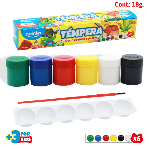 TEMPERA POINTER 20ML 6COL WC-22G-6