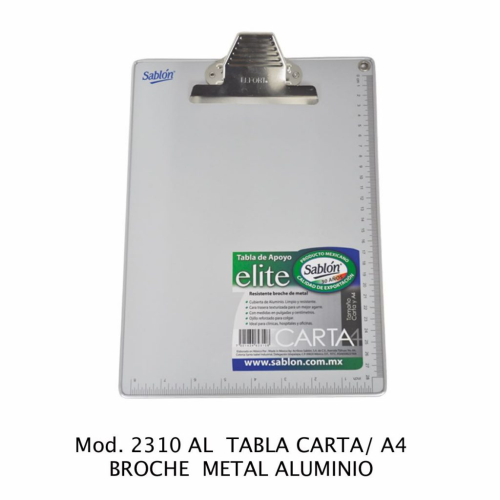 TABLERO SABLON ALUMINIO ELITE C/CLAMP T/CARTA/A4 306.2310AL
