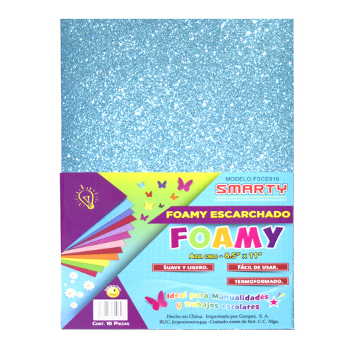 FOAMY ESCARCHADO SMARTY TC AZUL CIELO 8.5"X11" PQ-10UD SMS-E010