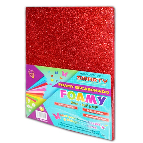FOAMY ESCARCHADO SMARTY TC ROJO 8.5"X11" PQ-10UD SMS-E002
