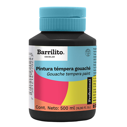 PINTURA BARRILITO TEMPERA GOUACHE 500ML NEGRA TG520