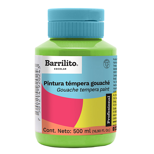 PINTURA BARRILITO TEMPERA GOUACHE 500ML VERDE HOJA TG510