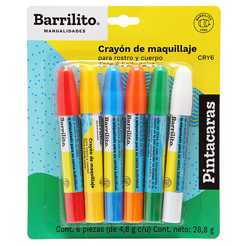 CRAYOLAS BARRILITO PINTA CARA/FOAMY SURTIDA CRY6 BL-6UD