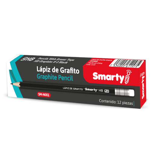 LAPIZ GRAFITO SMARTY NEGRO #2 HB UNIDAD SM-I001
