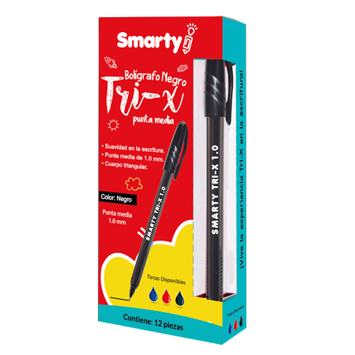 LAPICERO SMARTY TRI-X PUNTA MEDIA 1.0MM NEGRO TRI-XN