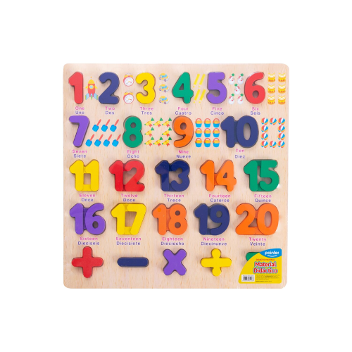 JUEGO DIDACTICO MADERA POINTER FW NUMEROS 25PCS PZZ-1805-N