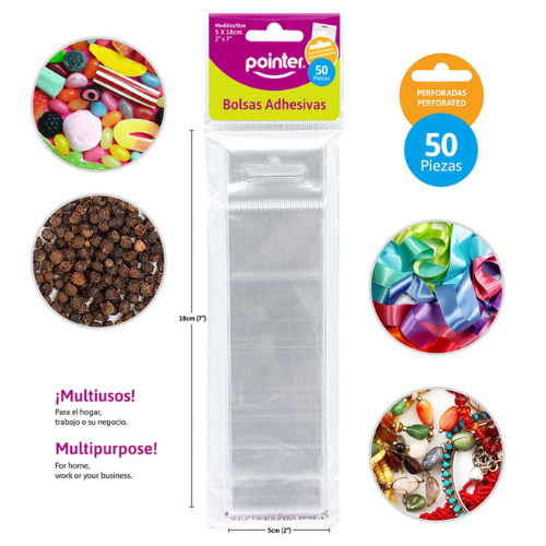 BOLSA CELOFAN POINTER TRANSPARENTE C/C 5 X18 CM PQ-50UD OBH-27