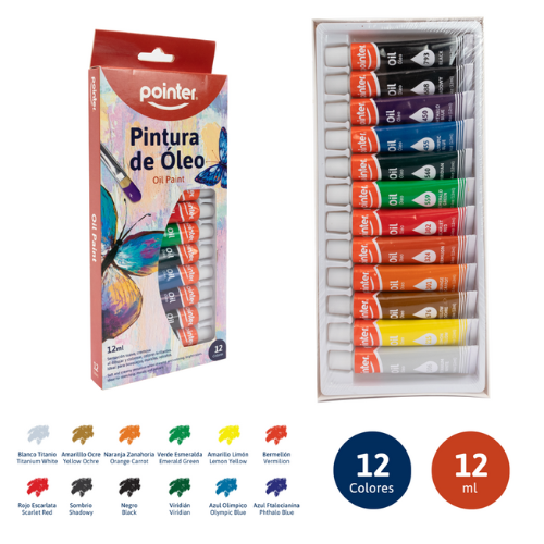 SET PINTURA OLEO POINTER 12COL OP-1212-B