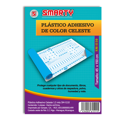 PLASTICO ADHESIVO SMARTY 1.5MT CELESTE 45X150CM SM-03715CL