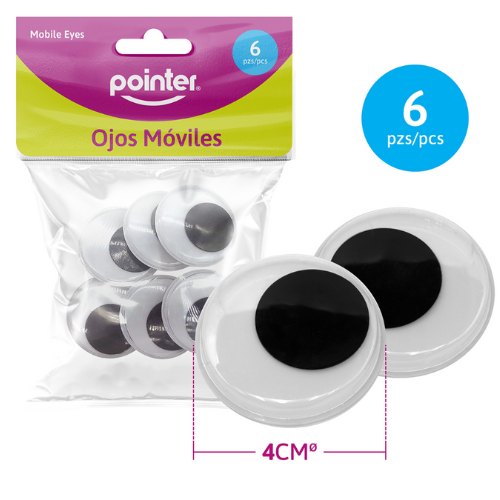 MANUALIDADES POINTER OJITOS MOVILES BL-6PCS MAS804