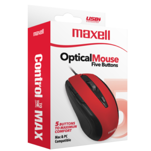 MOUSE MAXELL USB OPTICO MOWR-105 C/5B ROJO 348418