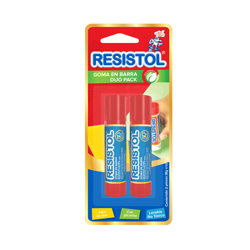 LAPIZ ADHESIVO RESISTOL ESCOLAR 8 G BLÍSTER 2 PZAS