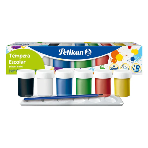 TEMPERA PELIKAN ESCOLAR 20ML 6COL C/PINCEL 53101650