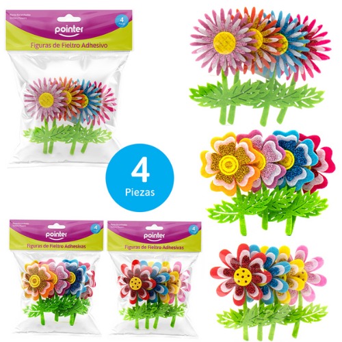 FIGURA POINTER FIELTRO ADHESIVA FLOR 4PCS ANC-1922