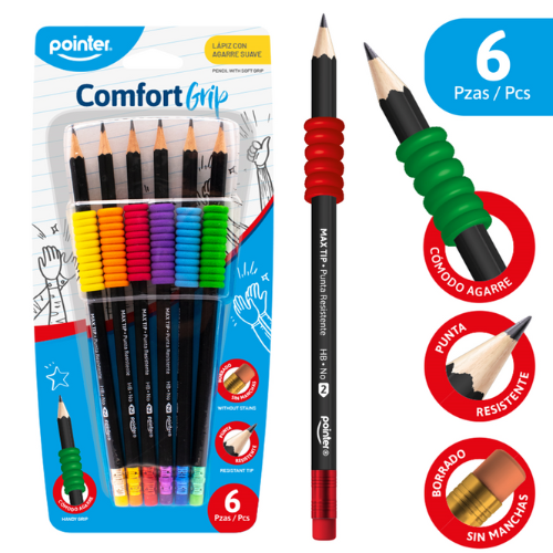 SET LAPIZ GRAFITO POINTER C/GRIP BLT-6UD HB-4437B