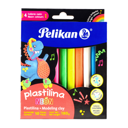 PLASTILINA PELIKAN 180GR NEON CJ-10UD 06700005