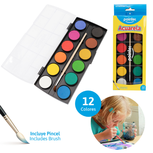ACUARELA POINTER C/PINCEL 12COL A2912