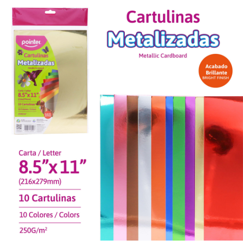 CARTULINA POINTER METALIZADA 8.5X11" SURT PQ-10HJ MCT-10-10