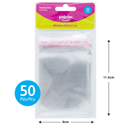 BOLSA CELOFAN POINTER TRANSPARENTE 11.5X9CM PQ-50PCS OB-1159