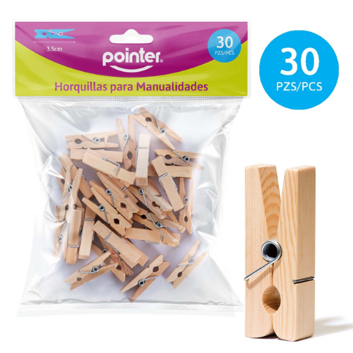PINZAS POINTER P/MANUALIDADES COLOR NATURAL PQ-30UD CLIP-6
