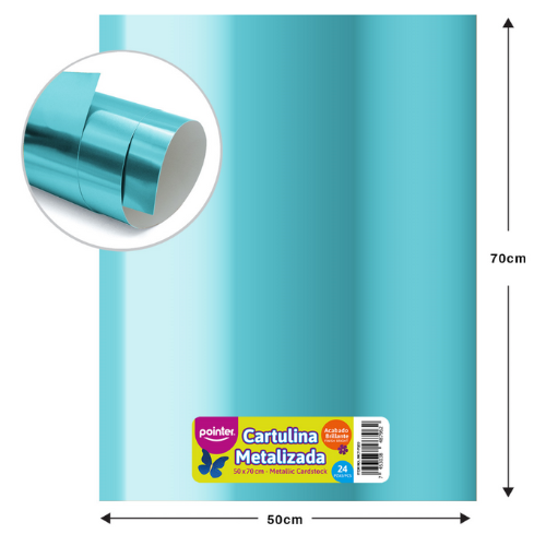 CARTULINA POINTER METALIZADA AQUA 50X70CM UNIDAD MCT-7020