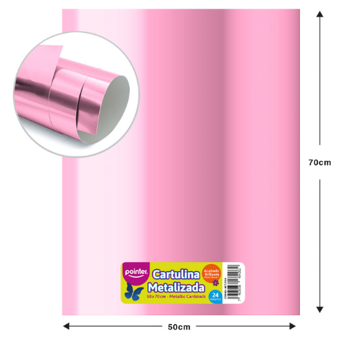 CARTULINA POINTER METALIZADA ROSADO 50X70CM UNIDAD MCT-7019
