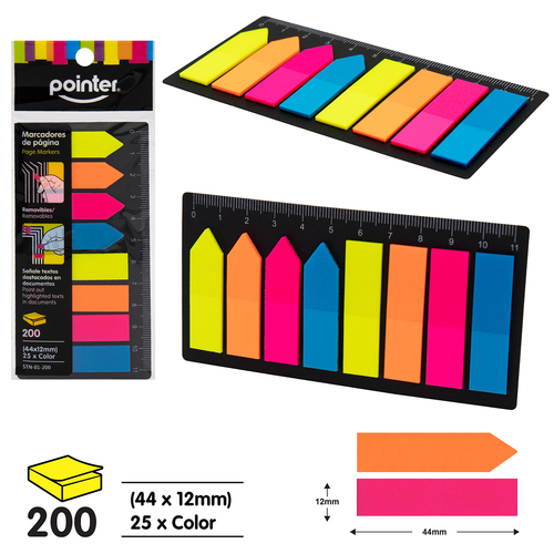 BANDERITA ADHESIVA POINTER NEON BLT-200UD STN-01-200
