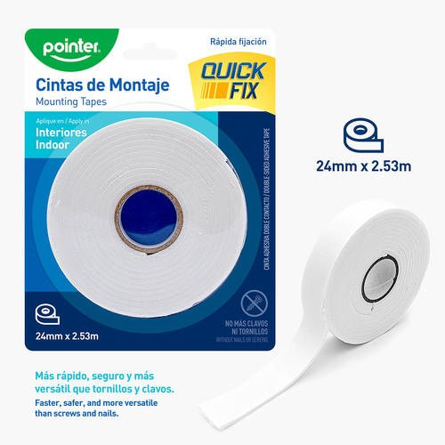 ADHESIVO DOBLE CARA POINTER 1”X2.53M MT-2024