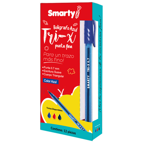 LAPICERO SMARTY TRI-X PUNTA FINA 0.7MM AZUL SM-M114/SM-M020 CJ-12