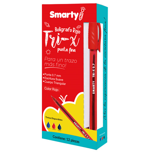 LAPICERO SMARTY TRI-X PUNTA FINA 0.7MM ROJO SM-M116/SM-M022 CJ-12